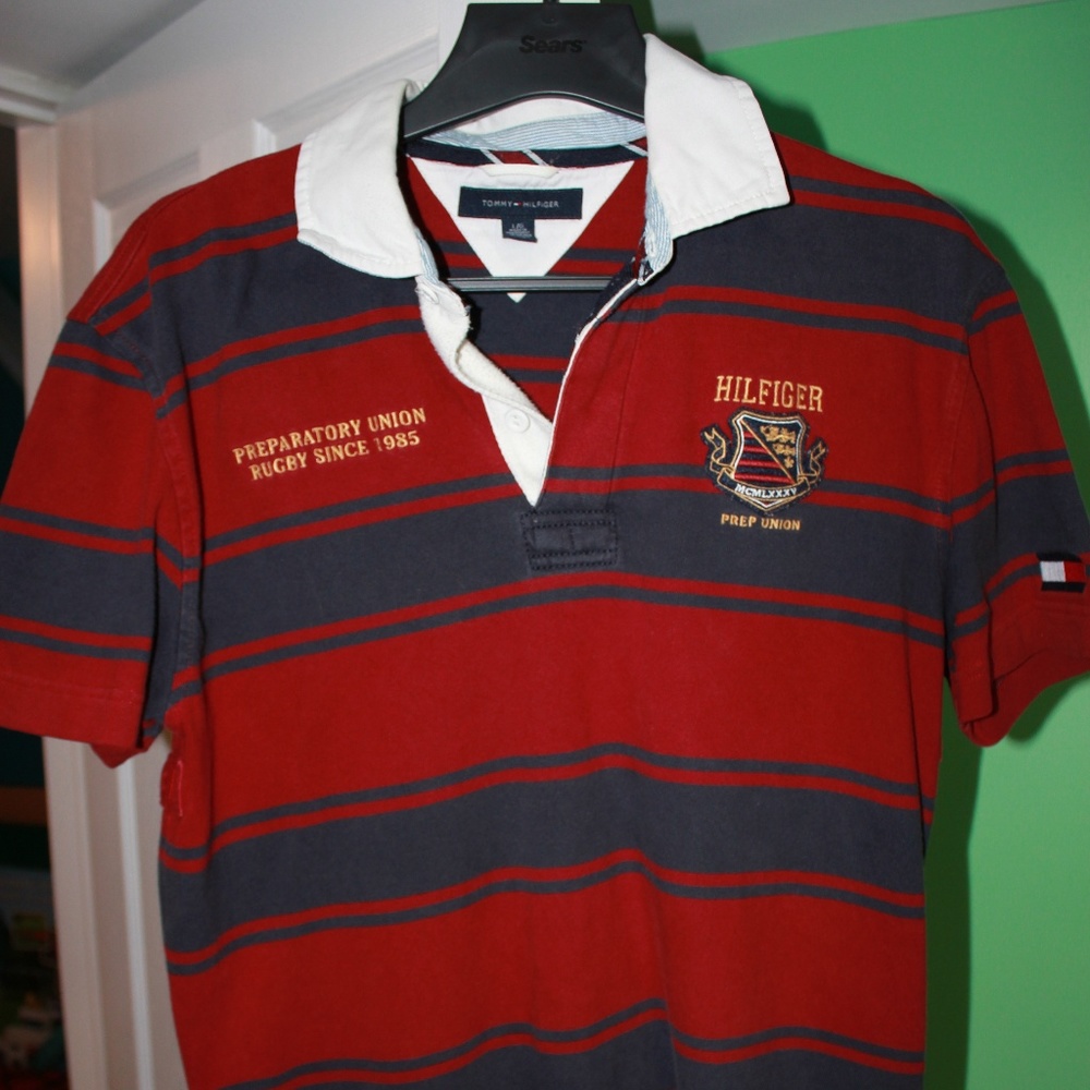 Tommy Hilfiger Rugby Polo Maroon Men's Large